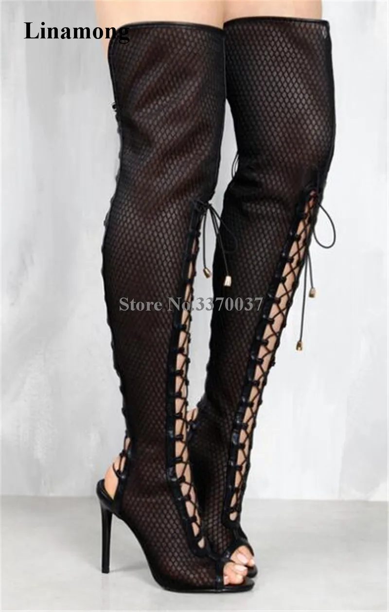 open toe gladiator boots
