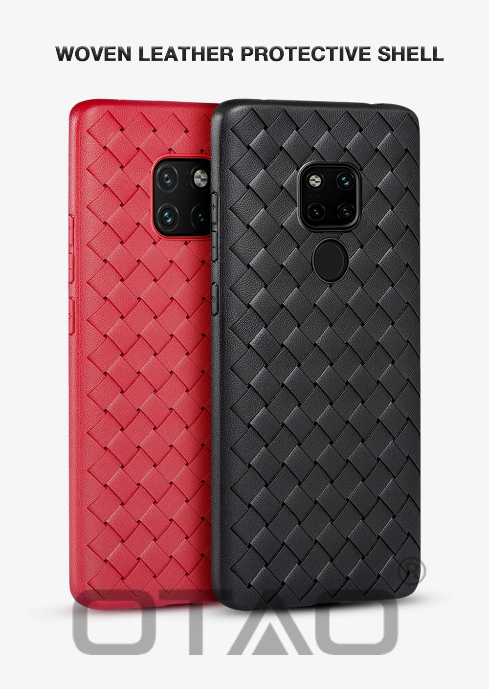 OTAO Heat dissipation Phone Case For Huawei Mate 20 10 Pro 20X P20 P30 9 Ultra Thin Soft TPU Case Woven Grid Leather Cover Coque