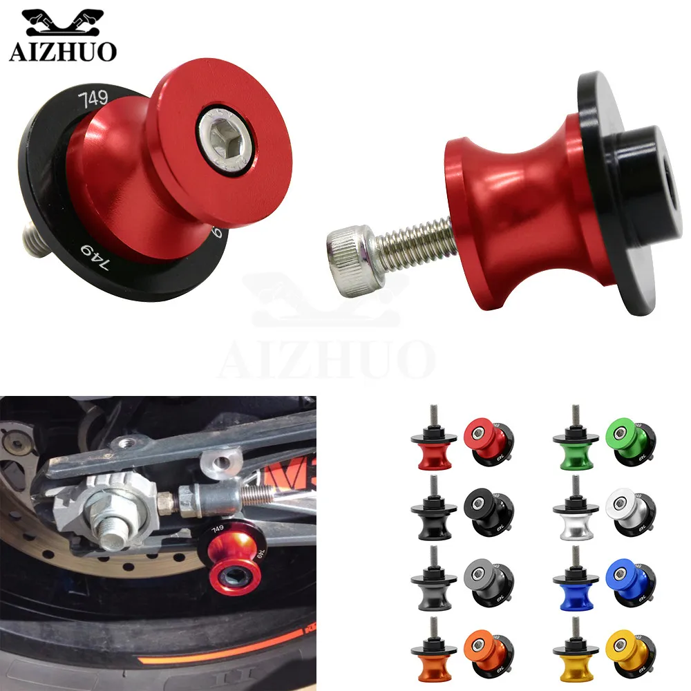 8MM Motorcycle Accessories Swingarm Sliders Spools 749 Logo For DUCATI 749 749/S 749r 2003 2004 2005 2006 2007 2008 2009-2013