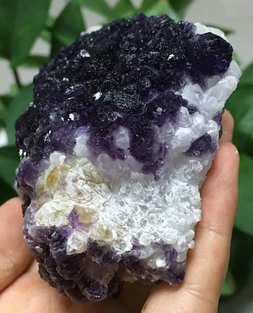 527 г уникальный натуральный двухсторонний флюорит фиолетовый и кварцевый кристалл образец минерала Кристалл камни