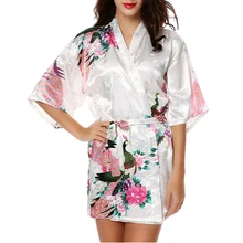 Свадебное платье для невесты, женское цветочное кимоно с принтом, халат для подружки невесты, шелковое короткое банное платье