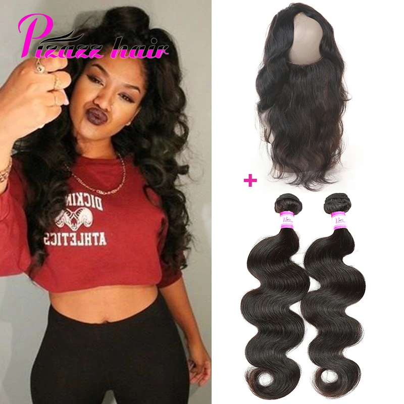 

360 Lace Frontal with Bundle 2 Bundles With Closure Brazilian Hair with Frontal Closure Pre Plucked 360 Frontal with Bundles