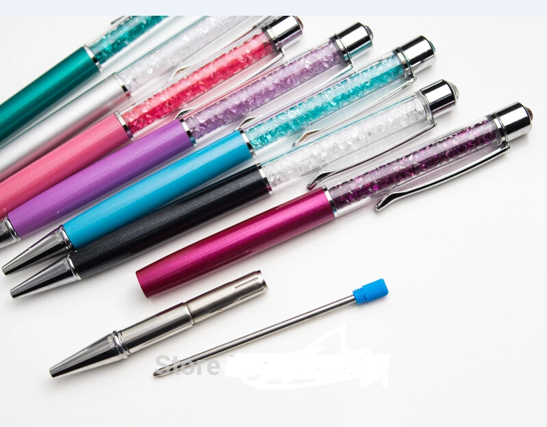 20 шт/лот кристалл ручка заправка леди студентка прекрасный Диаманд стержни для ручки 0,5 мм Металлические заправки