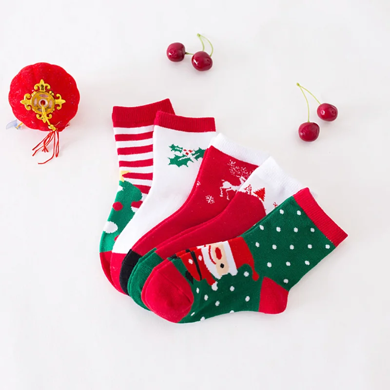 5 PairsSet Baby Themed Socks Christmas Boys Girls Spring Autumn Socks Cartoon Kids Children Snowflake Elk Santa Claus BB3115 (6)