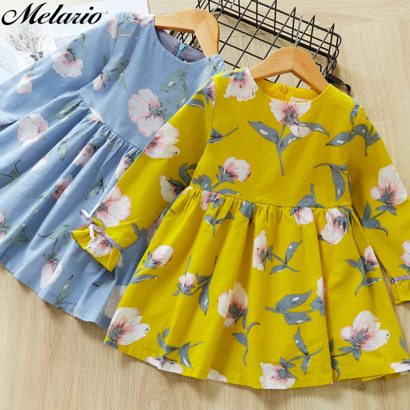 Melario/платье для девочек новые осенние детские платья Одежда для девочек элегантное детское платье принцессы в клетку с длинными рукавами и кружевом для детей возрастом от 3 до 7 лет