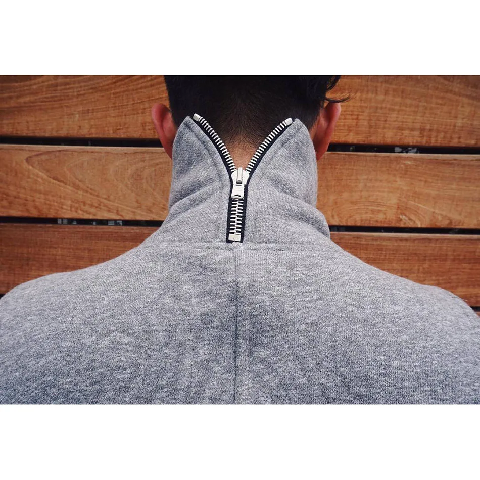 High Collar Terry Pullover Justin Bieber High Street Oversized Back Zipper Side Split Sweatshirt Mens Hip-hop Urban Clothing