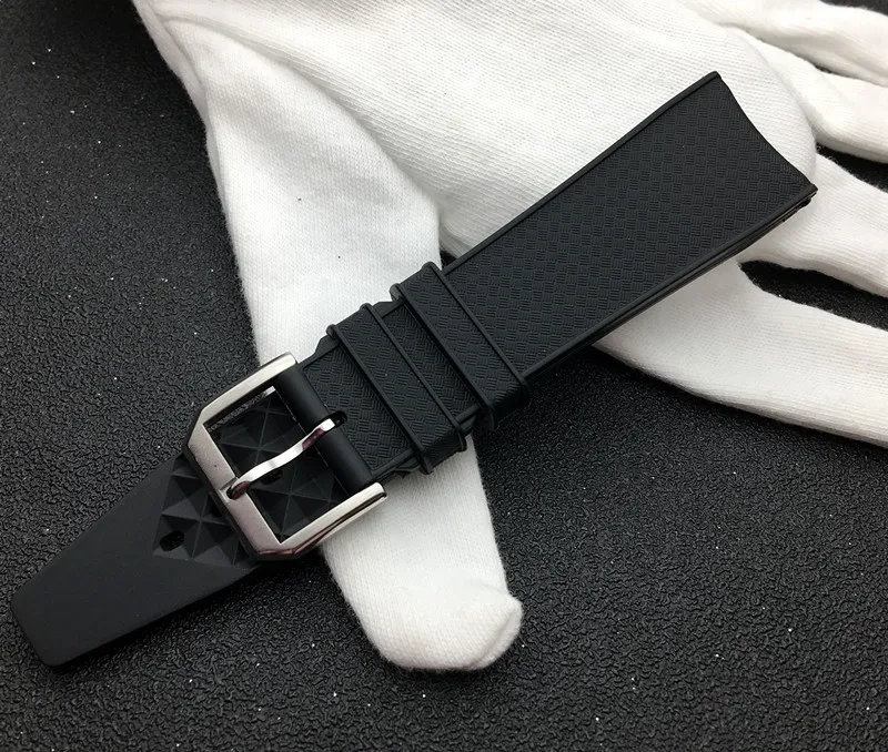 Роскошный брендовый ремешок для часов мягкий резиновый силиконовый черный