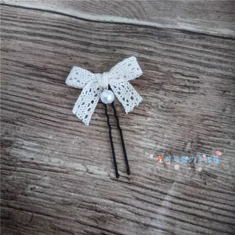 Soft sister Sen if grass-colored cotton bow U-shaped hair hair sprite trim green fresh Japanese and Korean system