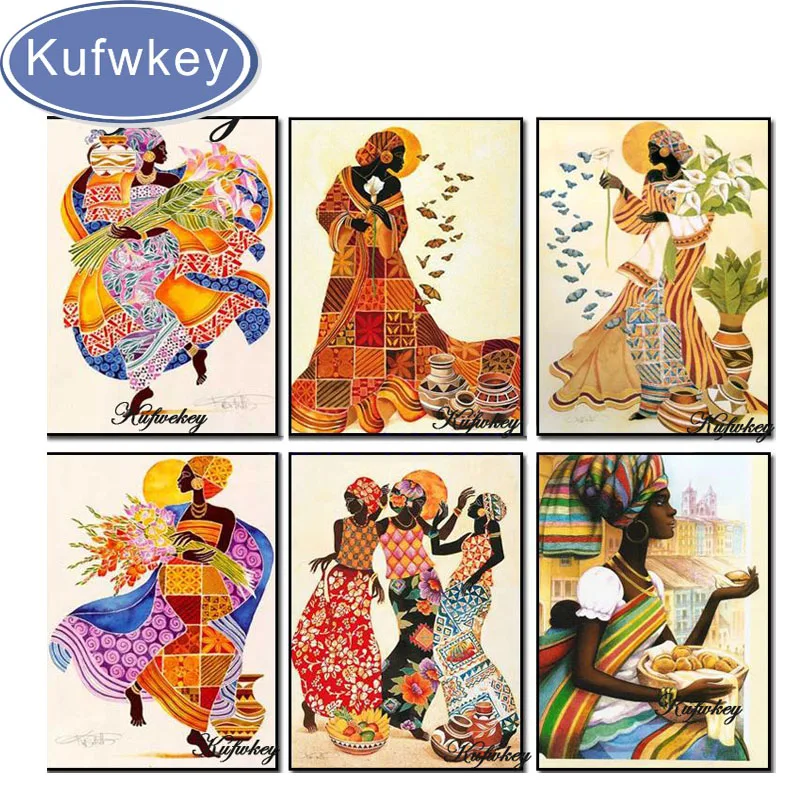 

African women mosaic diamond painting cross stitch diamond embroidery people diy full square rhinestone painting home decoration