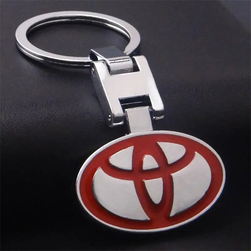 

3D Metal keychain car logo keychain key ring Creative key holder Double sided key chains for Toyota