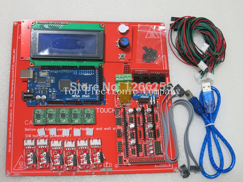 Reprap Ramps 1.4 Kit With Mega 2560 r3 + Heatbed mk2b + 2004 LCD Controller + A4988 Driver + Endstops + Cables For 3D Printer