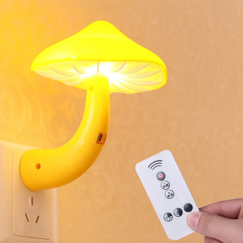 

Mushroom Night Light 10 modes Dimming LED Night Lamp Remote Control 220V US Plug 3W Wall Socket Night Lamp Room Corridor Bedroom