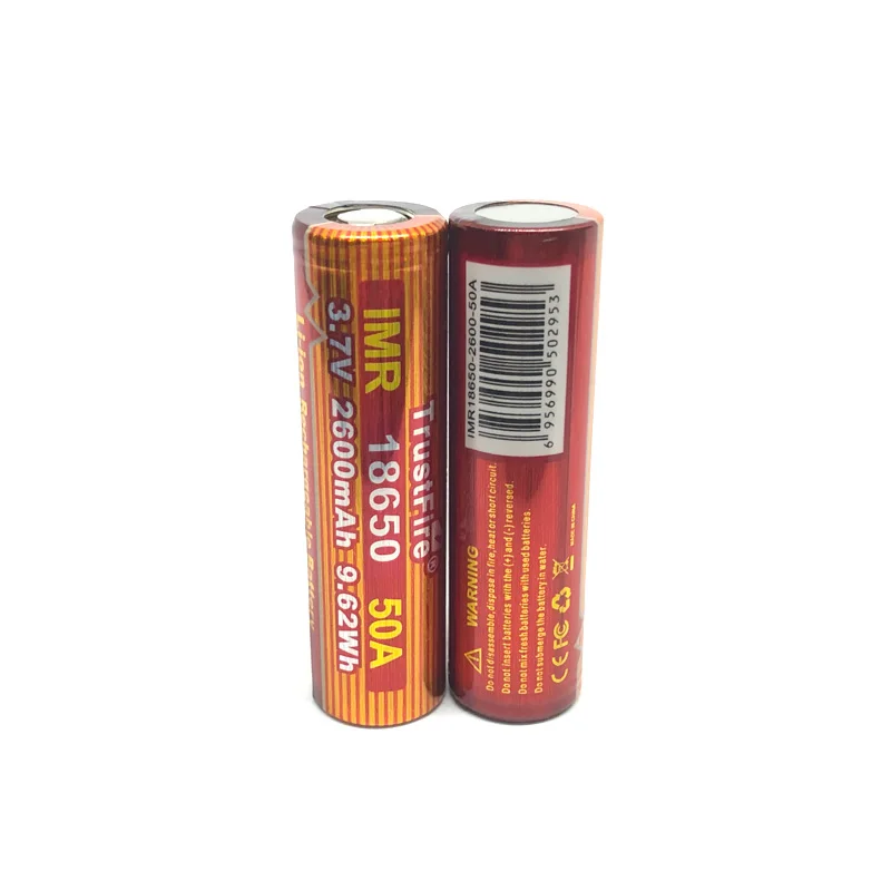 TrustFire IMR 18650 Lithium Battery 50A 3.7V 2600mAh 9.62Wh High-Rate Rechargeable Batteries For E-cigarettes/LED Flashlights