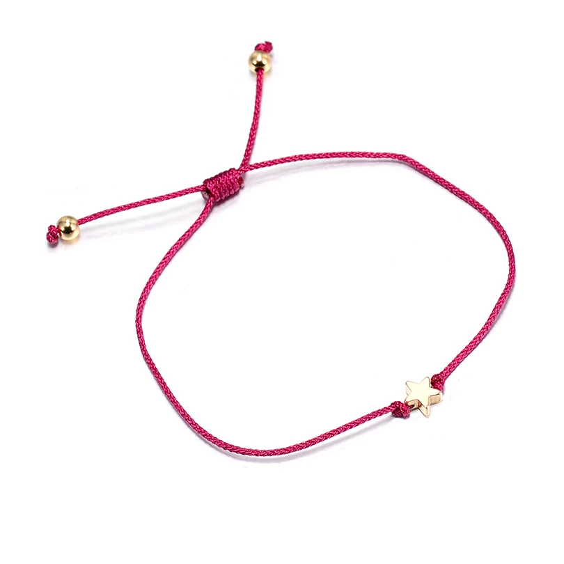 VEKNO DIY ручной работы Регулируемый веревочный браслет Каббала для женщин детская красная защита струны Блестящий Звездный браслет пара ювелирных изделий