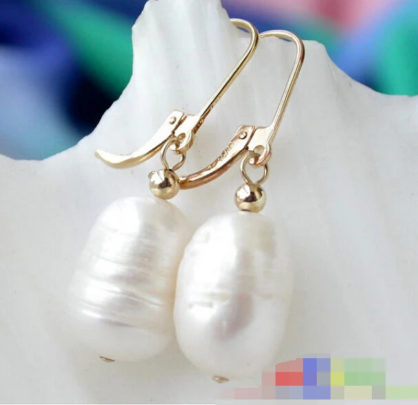 

hot sell new - free shipping 12120 WHITE RICE FRESHWATER PEARL DANGLE EARRING