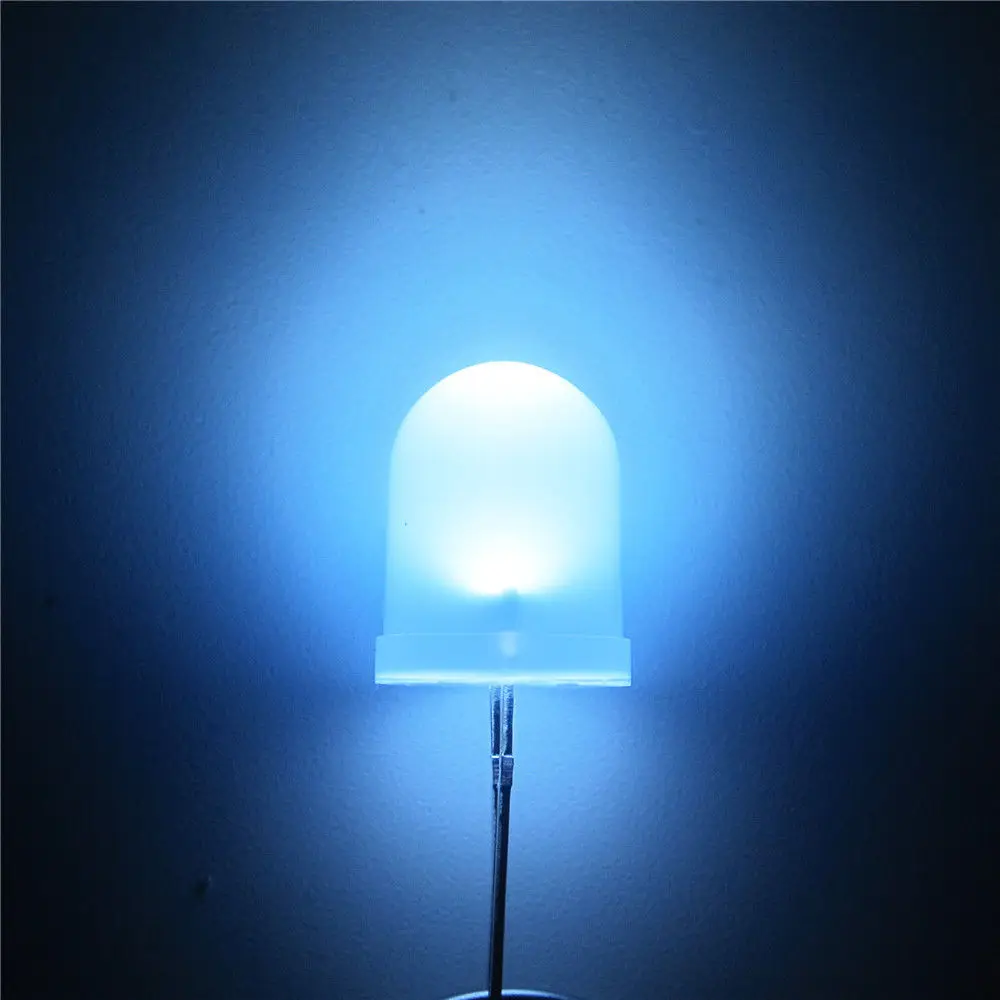 1000 шт. LED 10 мм диффузный Светодиодный белый круглый Топ излучающие диоды ультра
