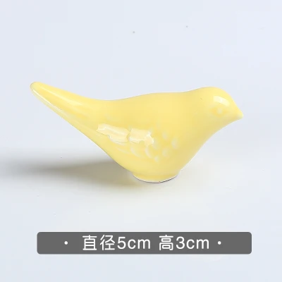 yellow bird handle Модный мультяшный Творческий детский шкаф для одежды маленькое украшение крючок цвет керамическая птица желтый розовый синий белый ручка для ящика - Цвет: yellow bird handle