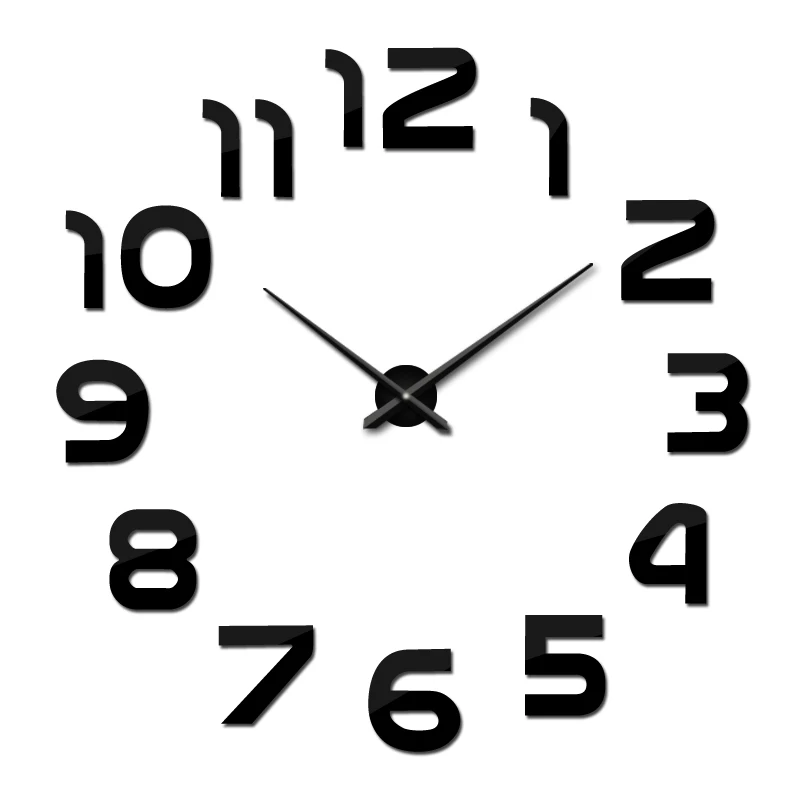 Новинка часы настенные часы horloge 3D DIY акриловые зеркало Наклейки украшения дома Гостиная кварцевые иглы - Цвет: Черный