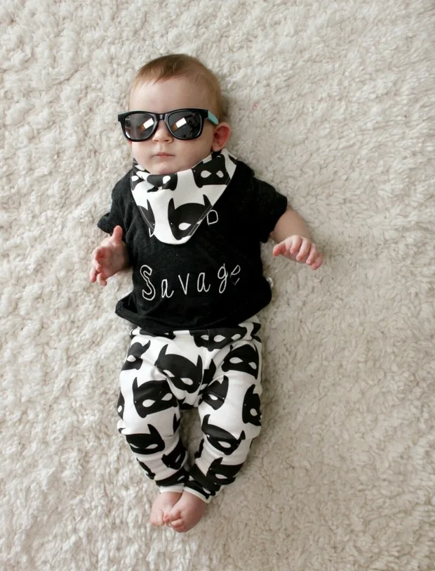 

2019 summer style baby boy clothes fashion cotton baby girl clothing set Batman casual short sleeved +pants 2pcs suit newborn