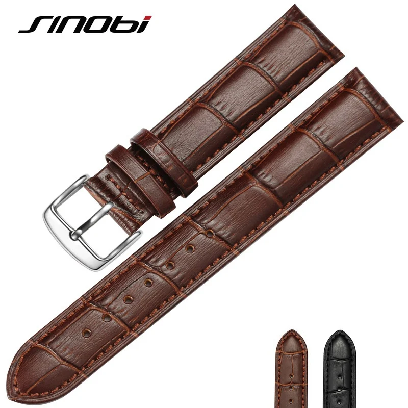 Buy Durable Sweatband Men Watch Band cowhide Soft Geniune Leather Strap
