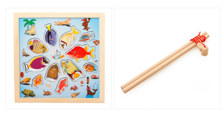 Детская блестящая рыболовная игрушка, деревянные магнитные игрушки, рыбки, игрушки для детей, детские головоломки, образовательный подарок, 2-4 года