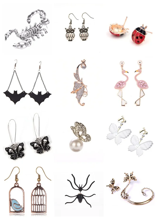 Animal Bird Earrings For Women Butterfly Flamingo Bird Owl Ladybug Shape Stud Earrings Cute Jewelry