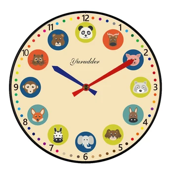 

New Arrival No Frame MDF Wall Clock Modern Animal Cartoon Design Fashion Wood Decorative DIY 28cm Children Room Wall clock