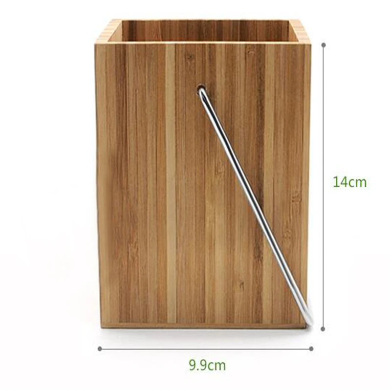 

European Style Multi-purpose Bamboo Handle Stationery Storage Bucket Wooden Kitchen Chopsticks Spoons Tableware Storage Boxes