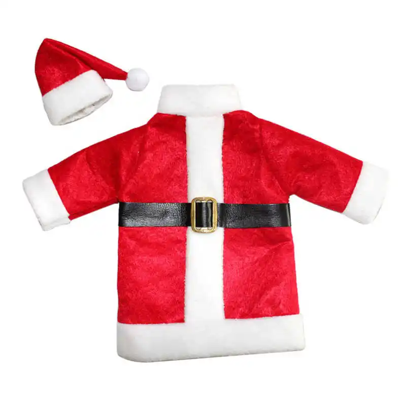 2018 Wine Bottle Cover Bags Decoration Home Party Santa Claus Clothes Hat Christmas #2n4 (2)
