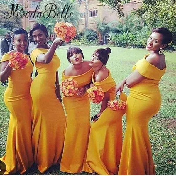 2018 Длинные свадебные платья русалки с вырезом лодочкой в нигерийском стиле, желтый, с коротким шлейфом, большие размеры, длинное платье в