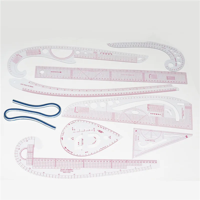 

9 pcs/SET Clothing Patchwork Multi-Ruler Seam Quilt Sewing Curve Rulers Drawing Cutting Ruler Drafting School Office Supplies