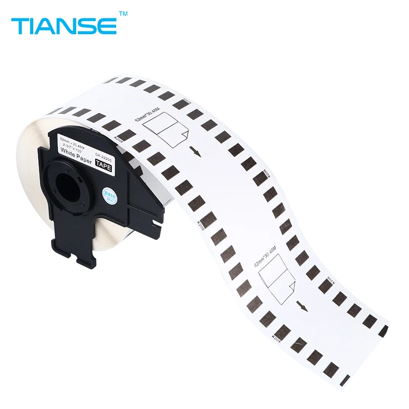 

TIANSE 5pcs Refill Rolls for Brother printer continuous labels barcode sticker DK22205 DK-22205 DK 22205 62mm*30.48M White paper