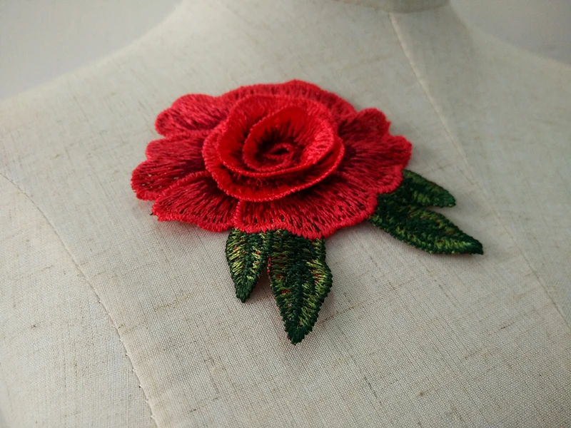 3 шт. Красная Вышивка цветок розы нашивка значок сумка шляпа джинсы платье аппликация для рукоделия аксессуары для одежды CL359