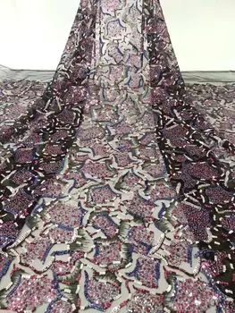 

5-yard shiny sequin embroidery French mesh African tulle Nigeria lace fabric suitable for dress skirt DIY clothing fabric