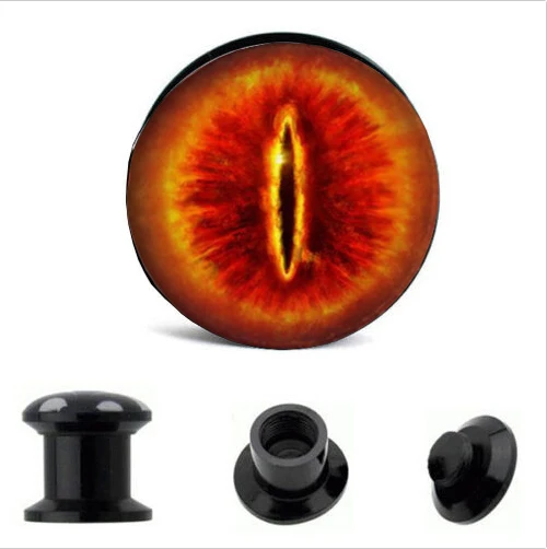 Eyes Black UV Acrylic Ear Plugs And Tunnels Stretching Expander Screw