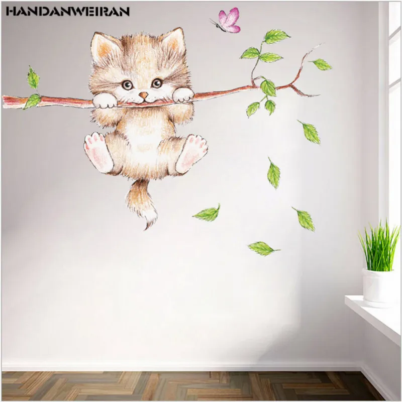 

1PCS New cute cat tree branches kindergarten wall stickers FOR children's room on the wall 25*70CM 2019 HOT SELLING