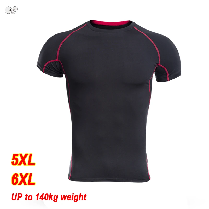 5XL/6XL New Fitness Compression Shirt Plus Size Overweight Men 140KG Crossfit Running T shirt Quick Dry Elastic Sportswear Tops |