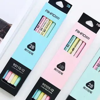 

12PCSCartoon Cute Triangle Black Wood Pencil Pens DIY Office Stationery and Student Supplies Writing Clear Pencil