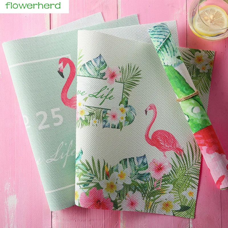 

Kitchen Table Mats PVC Table Napkin Flamingo Pattern table mat Decorative Placemats