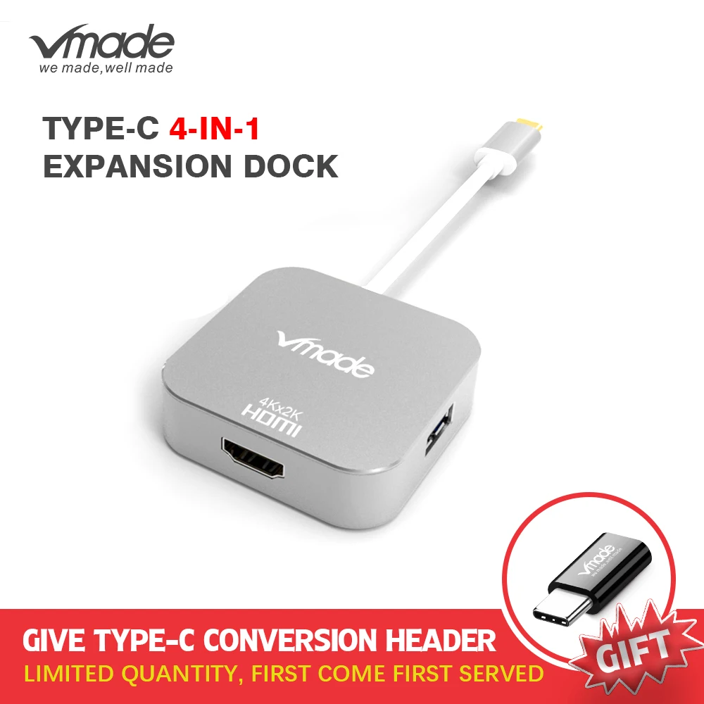 

Type C to HDMI USB 3.0 charging adapter converter USB-C hub for Mac Air Pro huawei Mate10 samsung S9/S8 plus with free converter