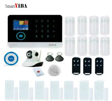

SmartYIBA WIFI 433Mhz Wireless Smoke App Control Alarm Systems HD Camera Surveillance Panic Alert Door Gap Alarm