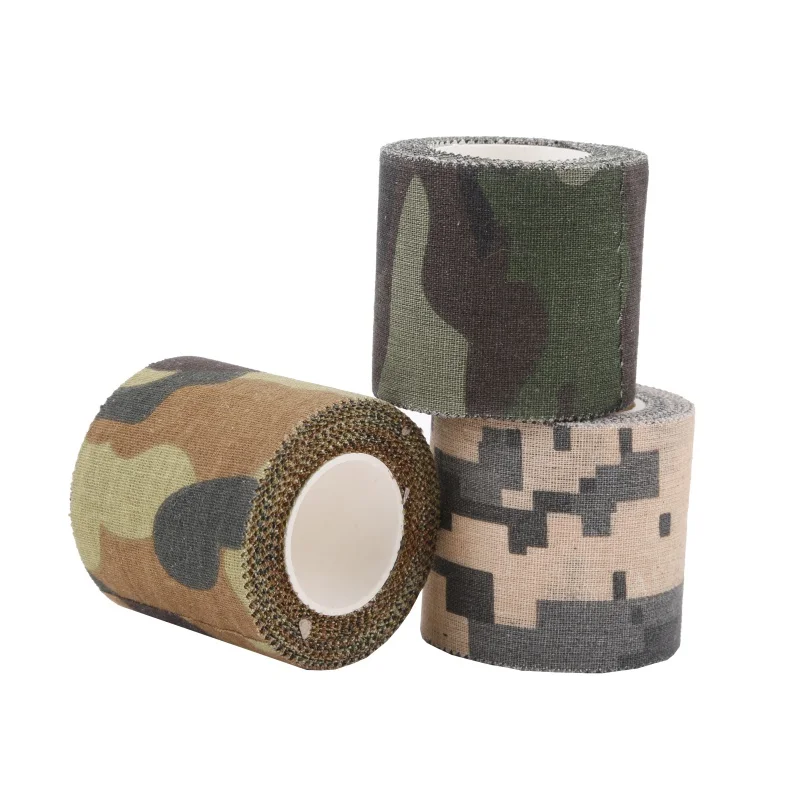 Camo Army Non Woven Cohesive Bandage Self-adhesive Non-woven Camouflage Camping Hunting Stealth Tape 5M |