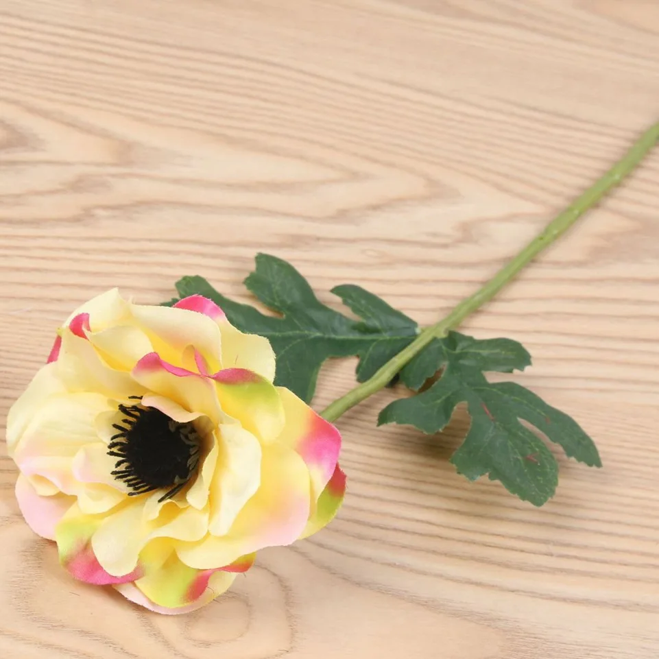 Anemone искусственный цветок настоящий на прикосновение шелк Маки Цветы для Свадебный букет офис украшения - Цвет: yellow