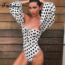 Fitshinling Off Shoulder Bodysuit Women Polka Dot Lantern Sleeve Vintage Jumpsuit Rompers Lace Up Streetwear Sexy Bodysuits Hot Fitshinling Off Shoulder Bodysuit Women Polka Dot Lantern Sleeve Vintage Jumpsuit Rompers Lace Up Streetwear Sexy Bodysuits Hot