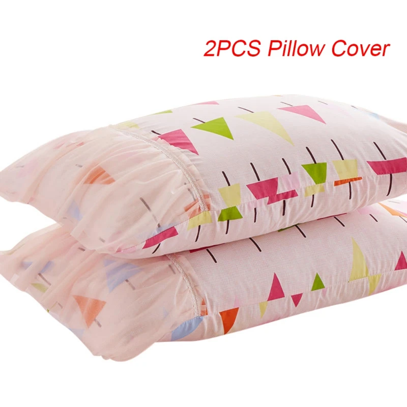 2pcs pillowcase Принцесса кружева кровать юбка для детской комнаты печатных сладкий покрывало кровать Корона точка постельные принадлежности с принтами деревьев девушка простыня и Наволочка Комплект - Цвет: 2pcs pillowcase