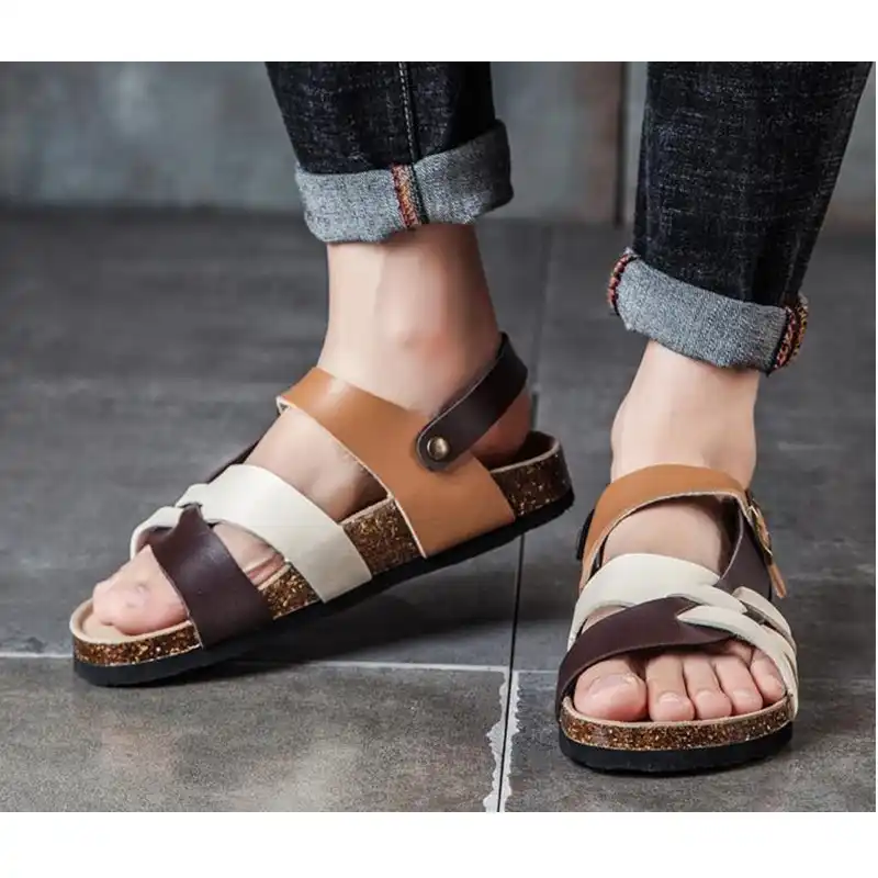 Men/'s Summer PU Leather Sandals Casual Non-slip Beach Roman Slipper Shoes New