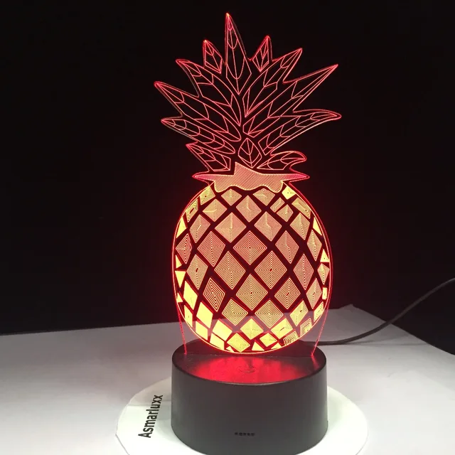 Pineapple Night Light LED 7 Colors 3D Optical Illusion Lamp for Bedroom Desk Lamp Drop Ship Lowest Cost High Standard Quality