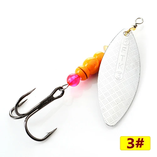 FTK 1 шт. 1#2#3#4#5# Спиннер приманка с бусинами с тройными крючками для приманки для ловли щуки - Цвет: sliver3