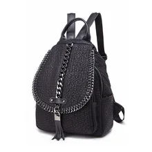 Chain retro backpack New tassel women's bag Fashion school student backpack Teenagers Girl Travel Bags Female Rucksack rugzak 2018 foldable travel backpack flap pocket rugzak small duffle bags portable rucksack school bag mochila masculina a26