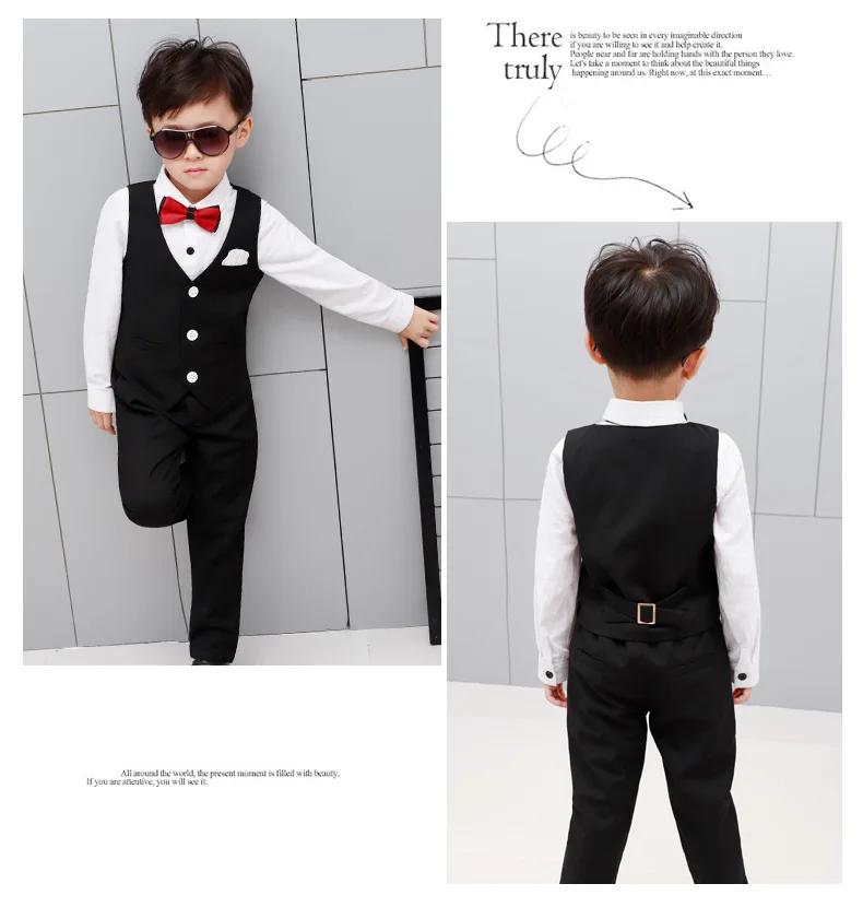 Boys Fashion Short Suits Vest Pants Set Kids Slim Fit 2pcs Suit Set For Boys Formal Classic Costume Wedding Birthday Party Suit